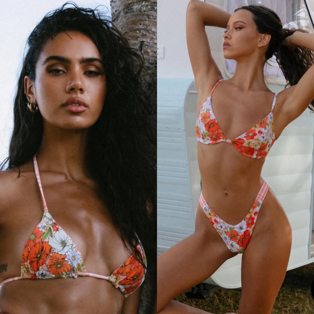 VDM 70s orange floral bikini and skirt NEW! New without tags!